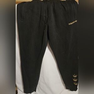 Adidas Mens Black Joggers with Gold Accents